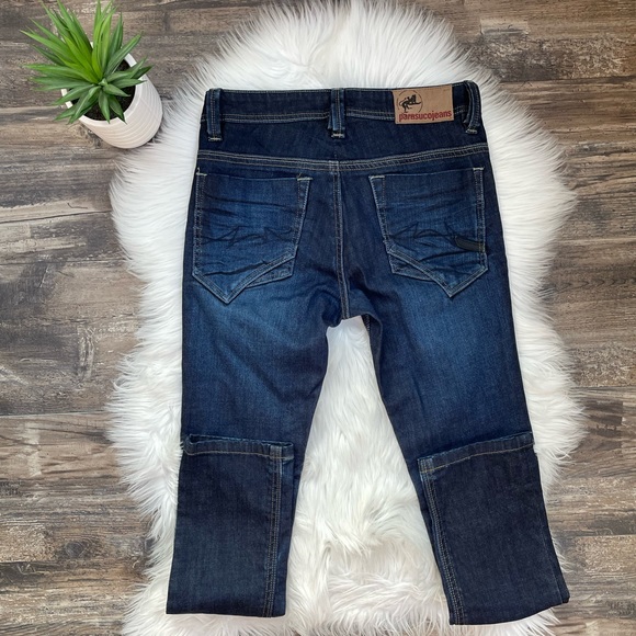 Parasuco straight leg dark wash jeans with fading and creasing detail - Picture 3 of 11